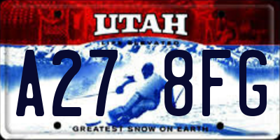 UT license plate A278FG