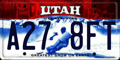 UT license plate A278FT