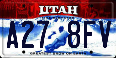 UT license plate A278FV