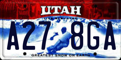 UT license plate A278GA