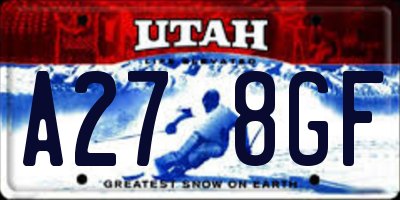 UT license plate A278GF