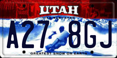 UT license plate A278GJ