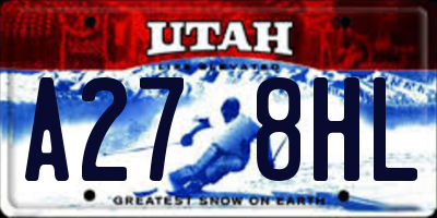 UT license plate A278HL