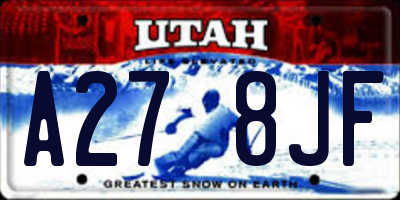 UT license plate A278JF