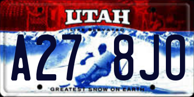 UT license plate A278JO