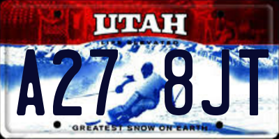 UT license plate A278JT