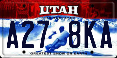 UT license plate A278KA