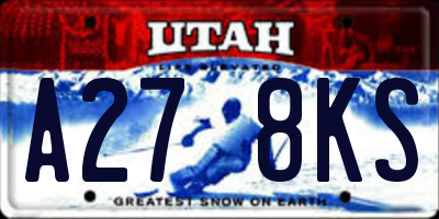 UT license plate A278KS
