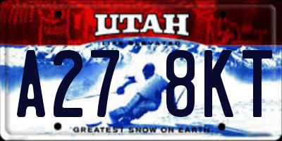 UT license plate A278KT