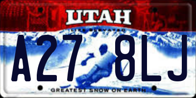 UT license plate A278LJ
