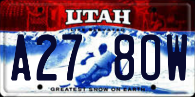 UT license plate A278OW