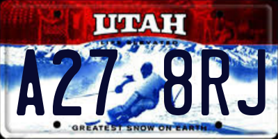 UT license plate A278RJ