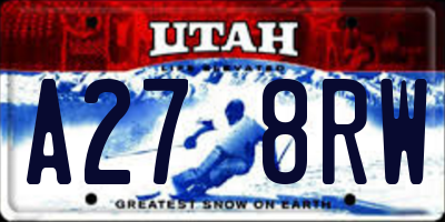 UT license plate A278RW