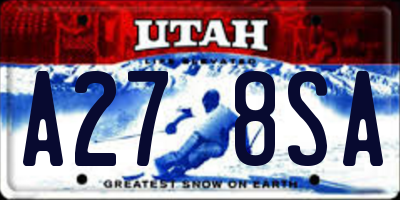 UT license plate A278SA