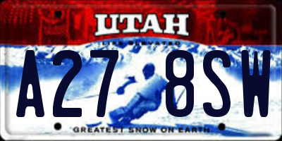 UT license plate A278SW