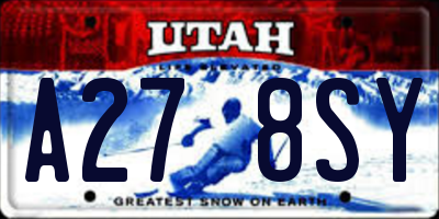 UT license plate A278SY