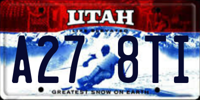 UT license plate A278TI