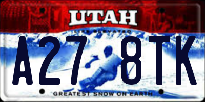 UT license plate A278TK