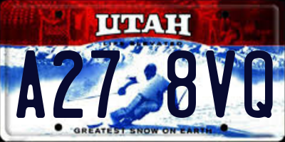 UT license plate A278VQ