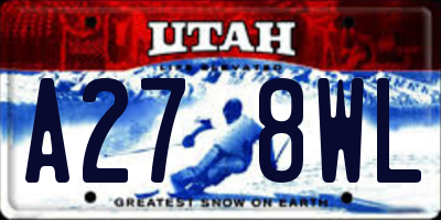 UT license plate A278WL