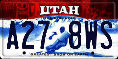 UT license plate A278WS