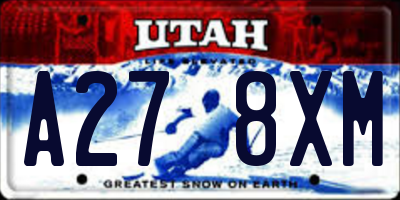 UT license plate A278XM