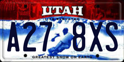 UT license plate A278XS