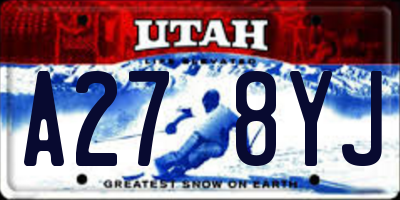 UT license plate A278YJ