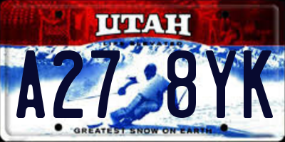 UT license plate A278YK