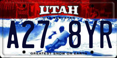UT license plate A278YR