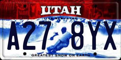 UT license plate A278YX