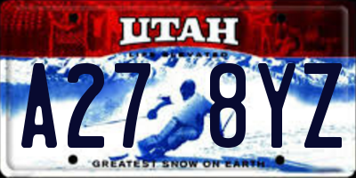 UT license plate A278YZ