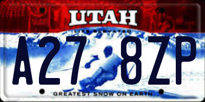 UT license plate A278ZP