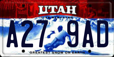 UT license plate A279AD