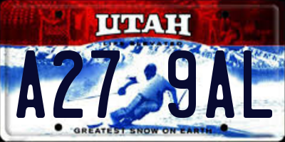 UT license plate A279AL