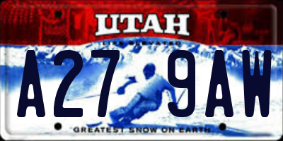 UT license plate A279AW