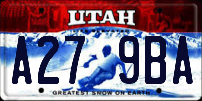 UT license plate A279BA
