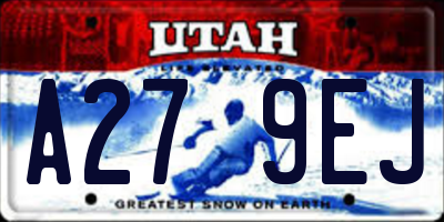 UT license plate A279EJ