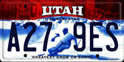 UT license plate A279ES