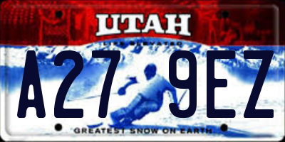 UT license plate A279EZ