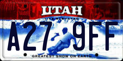 UT license plate A279FF