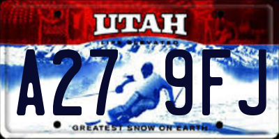 UT license plate A279FJ