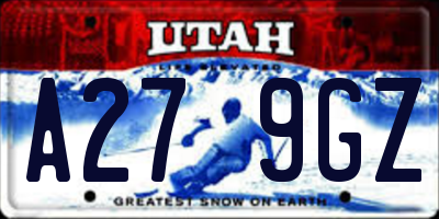 UT license plate A279GZ
