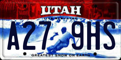 UT license plate A279HS