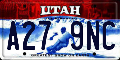 UT license plate A279NC