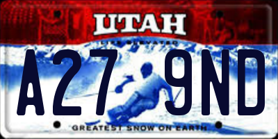 UT license plate A279ND