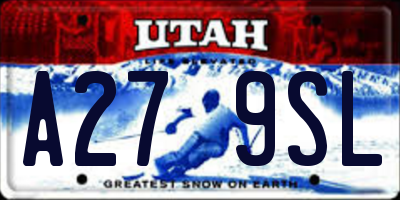 UT license plate A279SL