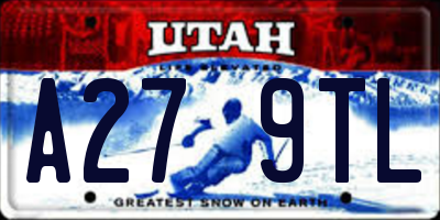 UT license plate A279TL