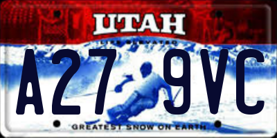 UT license plate A279VC