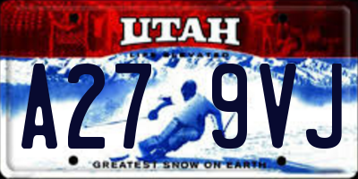 UT license plate A279VJ